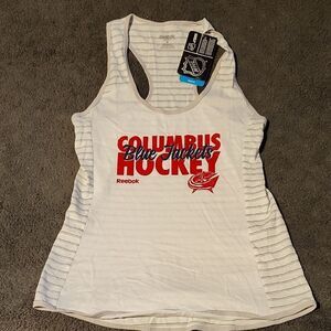 Reebok White Graphic Fitted Sleeveless Tank Top